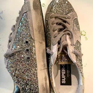 New! RARE! Golden Goose Superstar Suede Glitter Low-Top Sneakers - Sz 39